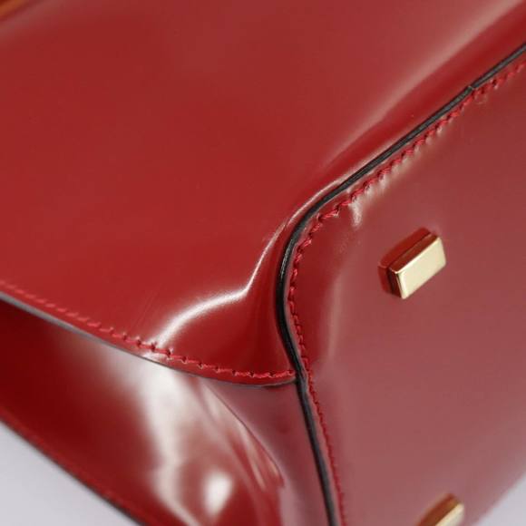 CELINE Hand Bag Patent leather Red Gold Auth 96786 - Picture 9 of 16